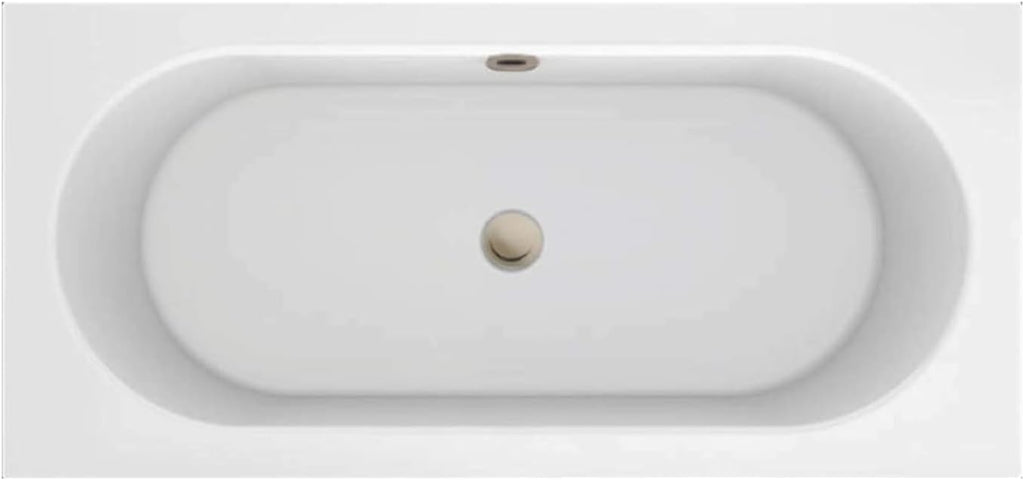Carver Tubs - Aphrodite 67' - Modern White Rectangle Freestanding Soaking Bathtub With Brushed Nickel Drain - White Oval Interior Acrylic Fiberglass Tub - Deep Relaxing Soak - 67'L x 31.5'W x 23'H