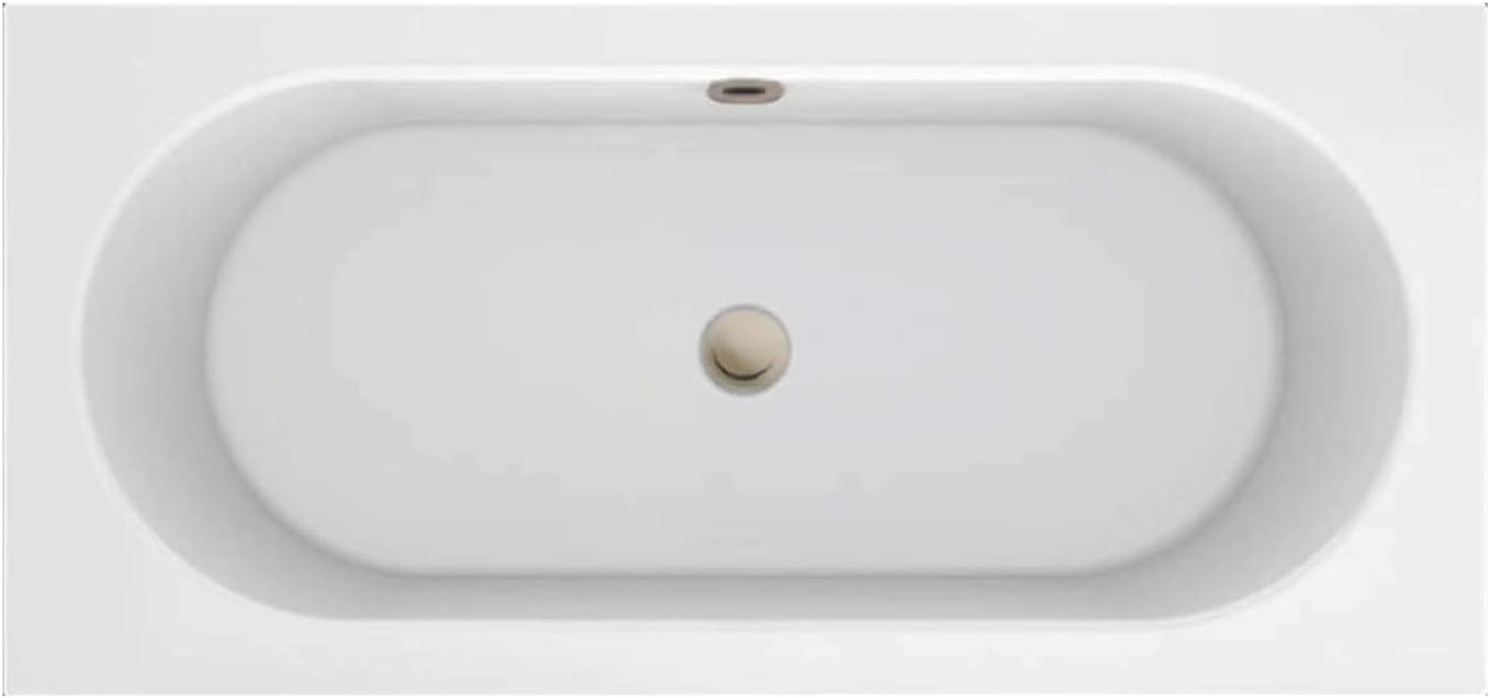 Carver Tubs - Aphrodite 67' - Modern White Rectangle Freestanding Soaking Bathtub With Brushed Nickel Drain - White Oval Interior Acrylic Fiberglass Tub - Deep Relaxing Soak - 67'L x 31.5'W x 23'H