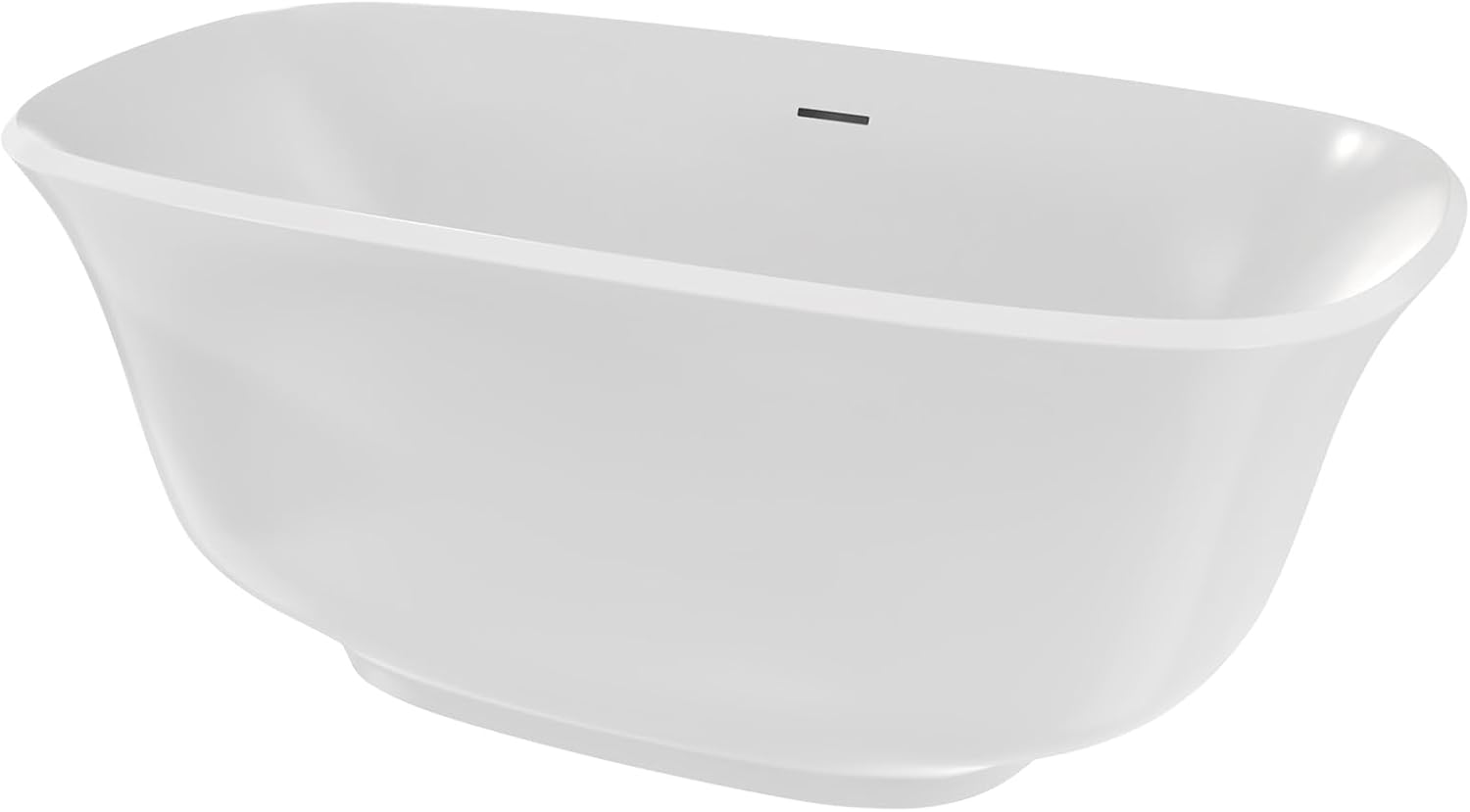 Elegance 59 in. L x 31 in. W x 23-5/8 in. H Freestanding Acrylic Bathtub, Brushed Brass Drain