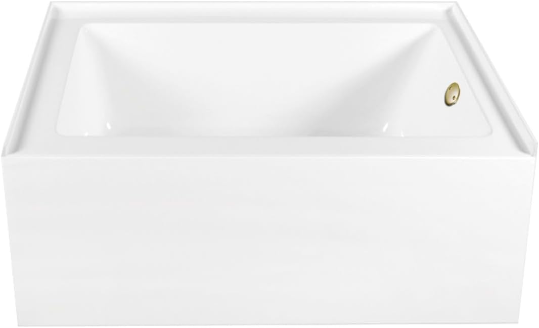 Aqua Eden CVTAP603222R7 60' Acrylic Rectangular 3-Wall Alcove Tub, Right Hand Drain, Glossy White/Brushed Brass