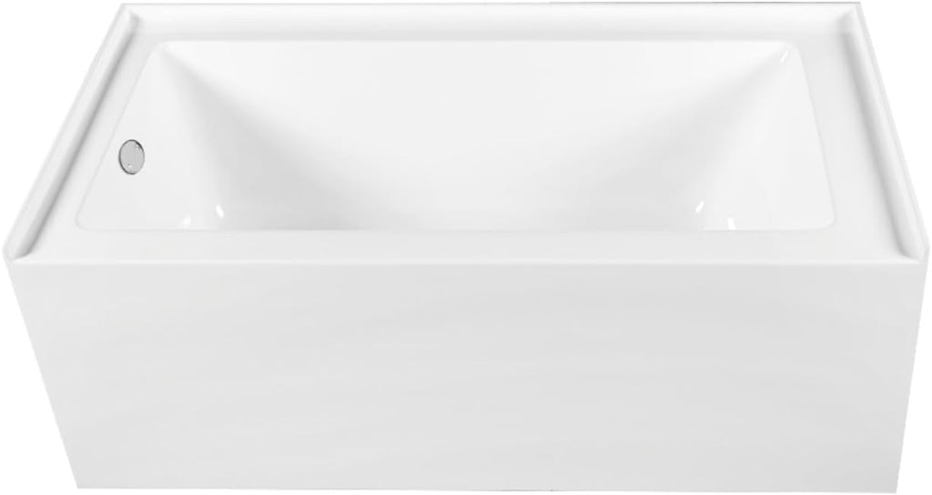 Aqua Eden CVTDE603122L1 60' Acrylic Rectangular 3-Wall Alcove Tub, Left Hand Drain, Glossy White/Polished Chrome