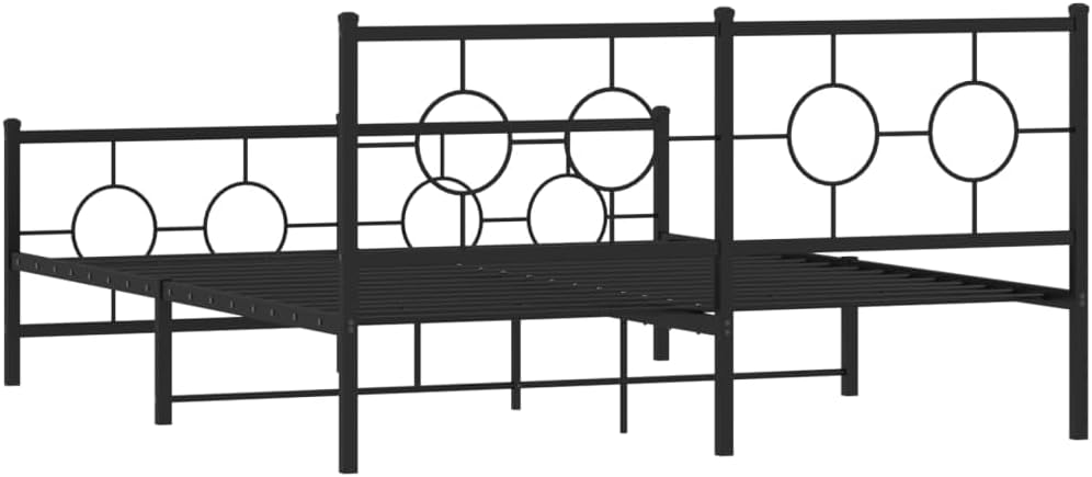 Queen Size Metal Bed Frame with Footboard Black 59.1'x78.7' Sturdy Steel Platform Bed Frame with Underbed Storage Space for Bedroom