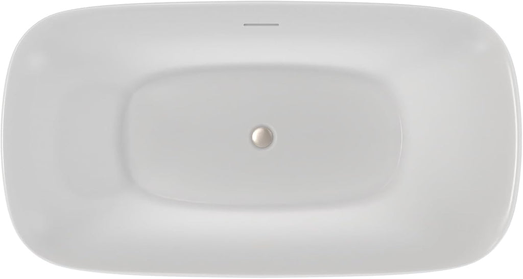 Ascend 59 in. L x 31-1/2 in. W x 23-5/8 in. H Freestanding Acrylic Bathtub, Brushed Nickel Drain