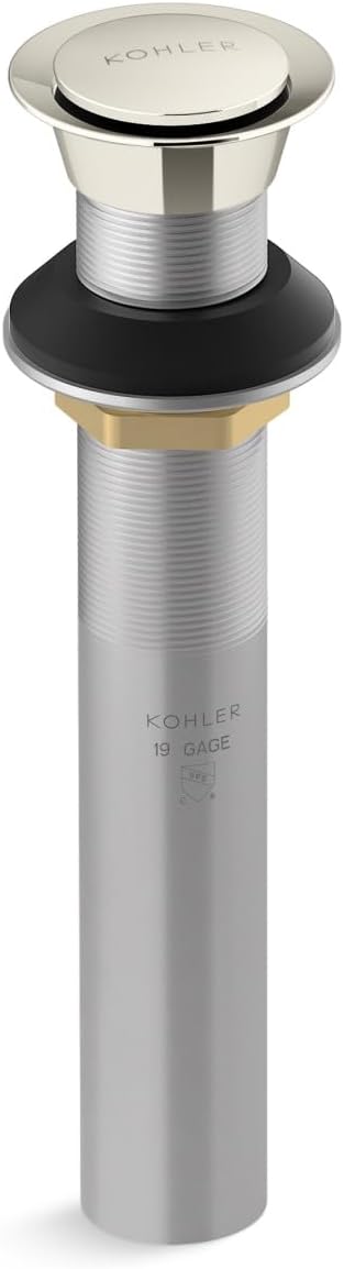 Kohler K-33151-SN Bathroom sink clicker drain without overflow, Vibrant Polished Nickel