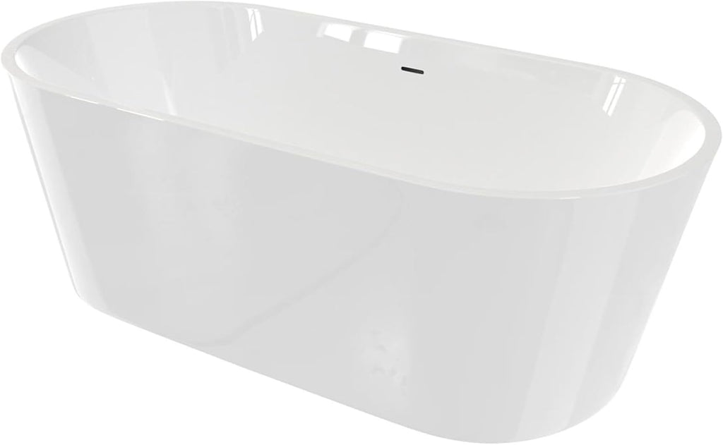 DreamLine Enigma 63 inch L x 29 1/2 inch W x 22 7/8 inch H Freestanding Acrylic Bathtub with Brushed Brass Drain