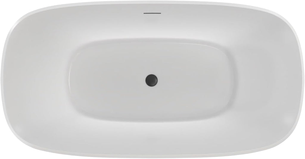 Elegance 59 in. L x 31 in. W x 23-5/8 in. H Freestanding Acrylic Bathtub, Brushed Brass Drain
