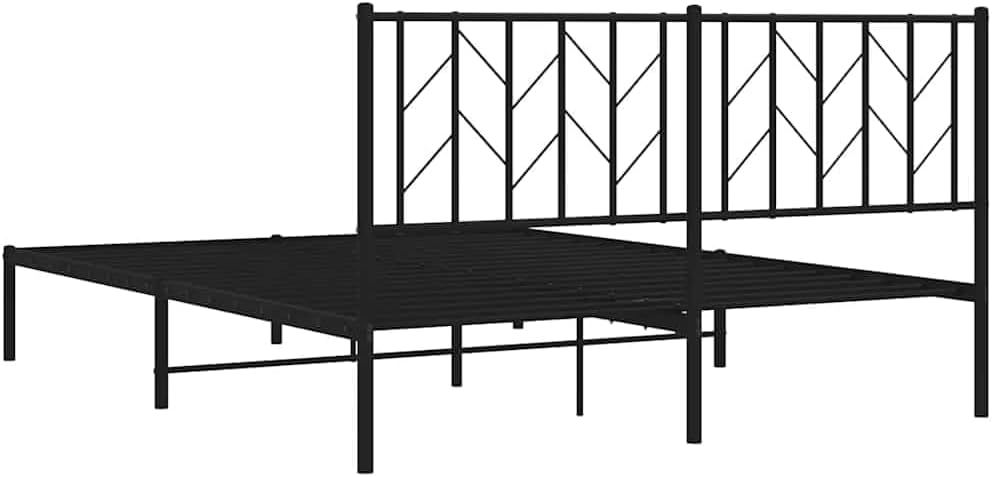 Queen Bed Frame Metal with Headboard Black 59.1'x78.7' Steel Platform Bed Frame Sturdy Bedframe with Underbed Storage Space for Bedroom Furniture