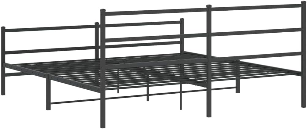 Metal Bed Frame King Size Black Steel Platform Bedframe with Footboard and Underbed Storage Space Sturdy Heavy Duty Bed Base for Bedroom Guest Room Home Furniture