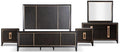 Furniture of America Samuel Modern Solid Wood 5-Piece Bedroom Collection Bed Frame, 2-Drawer Nightstands and 6-Drawer Dresser with Mirror, Box Spring Required, Espresso, King