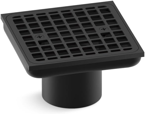 KOHLER K- 22665-BL SQUARE GRID WITH SCREWS & DRAIN THROAT, Matte Black