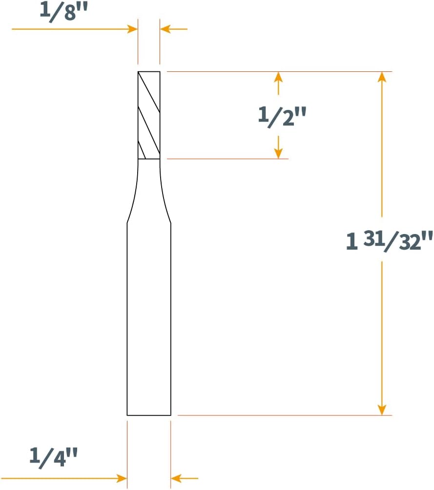 POWERTEC Tungsten Carbide Upcut Spiral Router Bit 10PK, 1/4' Shank, 1/8' Cutting Diameter, 1/2' Cutting Length, Carbide End Mill CNC Router Bits for Woodworking, Metal Cutting (73003-P10)