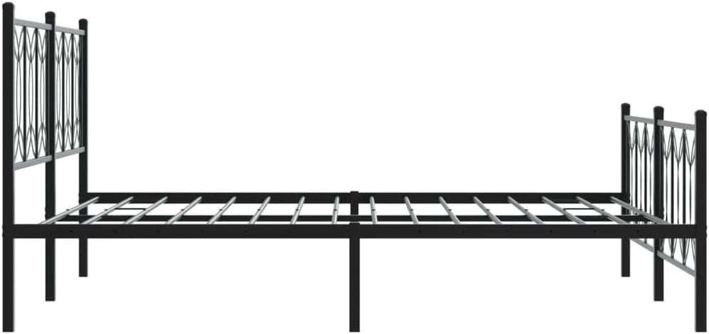 Queen Bed Frame Steel Platform Bed with Headboard and Footboard Black 59.1'x78.7' Metal Bedframe for Bedroom Furniture Durable Underbed Storage Space Mattress Foundation
