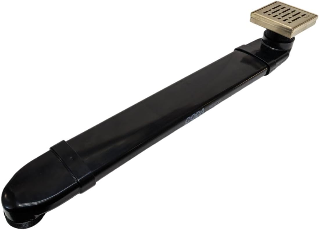 CODA The Shower Drain Relocator Mover with SereneDrains Stainless Steel 4' Square Shower Drain (Matte Gold Drain)