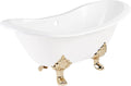 Signature Hardware 915546-61-RH-ND Arabella 61' Cast Iron Soaking Clawfoot Tub with Pre-Drilled Overflow Hole and 7' Rim Holes - Less Drain - White/Polished Brass Feet