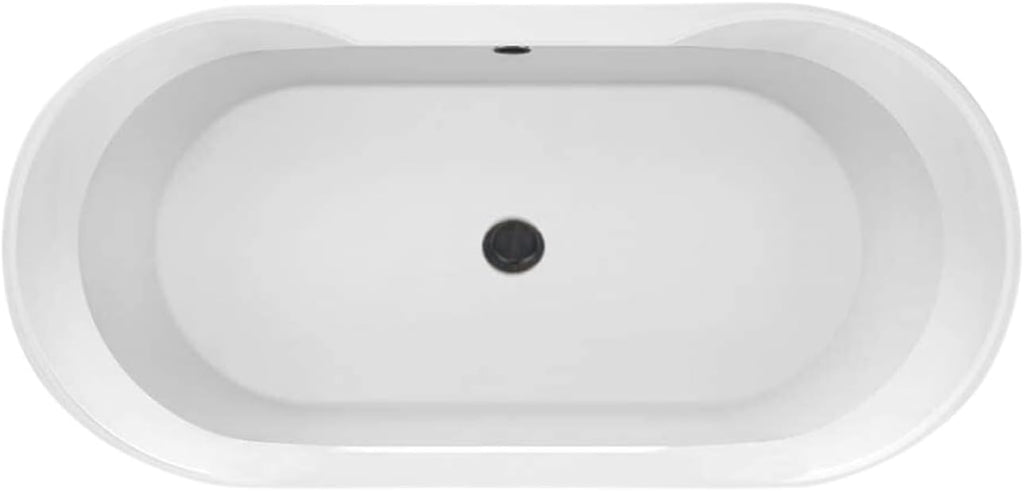 Carver Tubs - Aiden 65' - Modern White Spacious Freestanding Soaking Bathtub - Modern Acrylic Fiberglass With Oil Rubbed Bronze Drain - Two Person Contemporary Oval Bath Tub - 65″L x 29'W x 22'H
