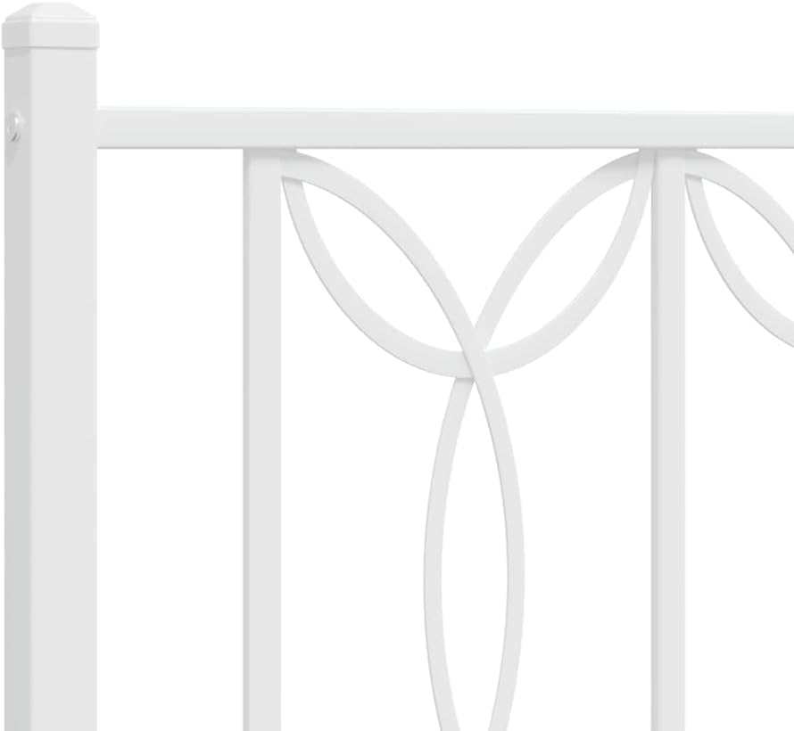 White Steel King Bed Frame with Headboard 76'x79.9' Platform Bed Frame with Metal Slats and Underbed Storage Space for Bedroom Furniture