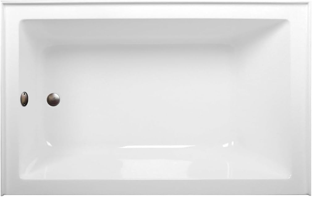 Aqua Eden CVTAP603622L5 60' Acrylic Rectangular 3-Wall Alcove Tub, Left Hand Drain, Glossy White/Oil Rubbed Bronze