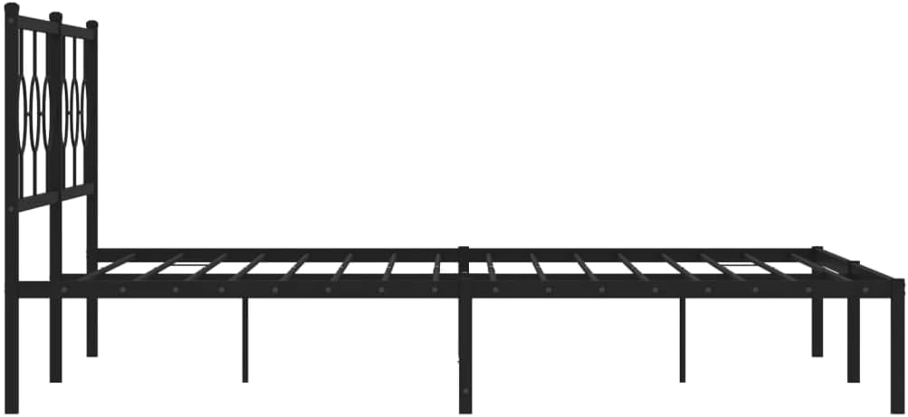 King Size Metal Bed Frame with Headboard Black 76'x79.9' Sturdy Steel Platform Bed Frame for Bedroom Furniture, Underbed Storage Space, No Box Spring Needed