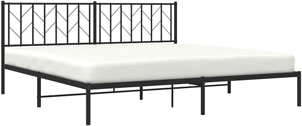 Metal Bed Frame with Headboard Black King Size 76'x79.9' Heavy Duty Steel Platform Bed Frame with Underbed Storage Space for Bedroom Furniture