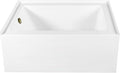 Aqua Eden CVTAP603222L3 60' Acrylic Rectangular 3-Wall Alcove Tub, Left Hand Drain, Glossy White/Antique Brass