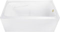 Aqua Eden CVTAP543023R7 54' Acrylic Rectangular 3-Wall Alcove Tub with Armrests, Right Hand Drain, Glossy White/Brushed Brass