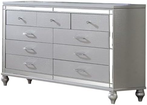 Sterling King 5 PC LED Bedroom Set Made with Wood in Silver Color
