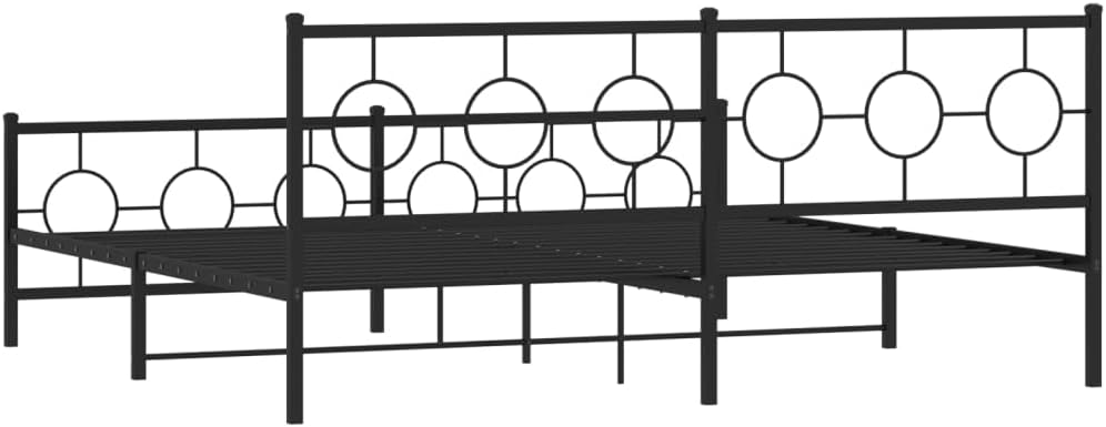 Metal Bed Frame with Footboard Black King Size 76'x79.9' Heavy Duty Steel Platform Bed Frame Sturdy Support Underbed Storage for Bedroom Furniture