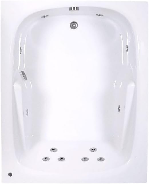 60 in. x 48 in. Acrylic Rectangular Drop-In Whirlpool Bathtub with Reversible Drain in Biscuit