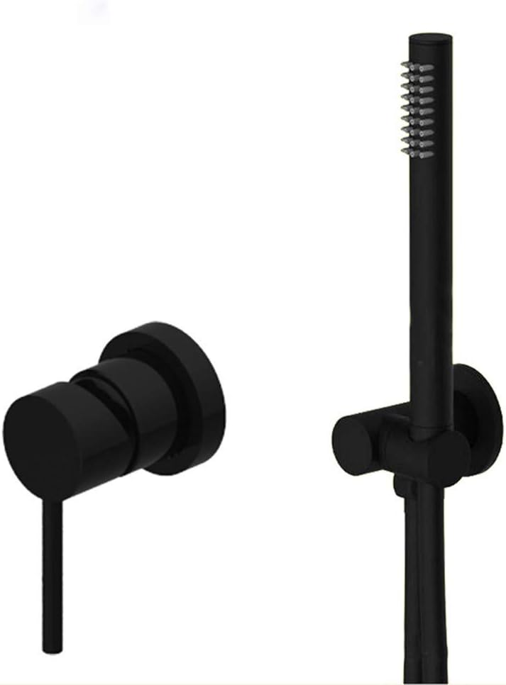 Shower Faucet Concealed Wall Mounted Bathroom Shower System Vlave Hand Held Shower Head Black Brushed Shower Set, Black