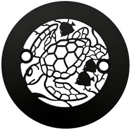 4-1/4 Inch Round Shower Drain Cover, Turtle Design (Matte Black)