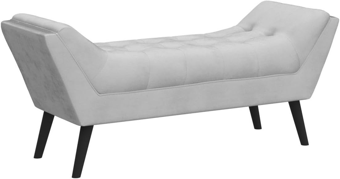 Andeworld Tufted Bed Bench Fabric Ottoman Footstools for Bed Room -Gray