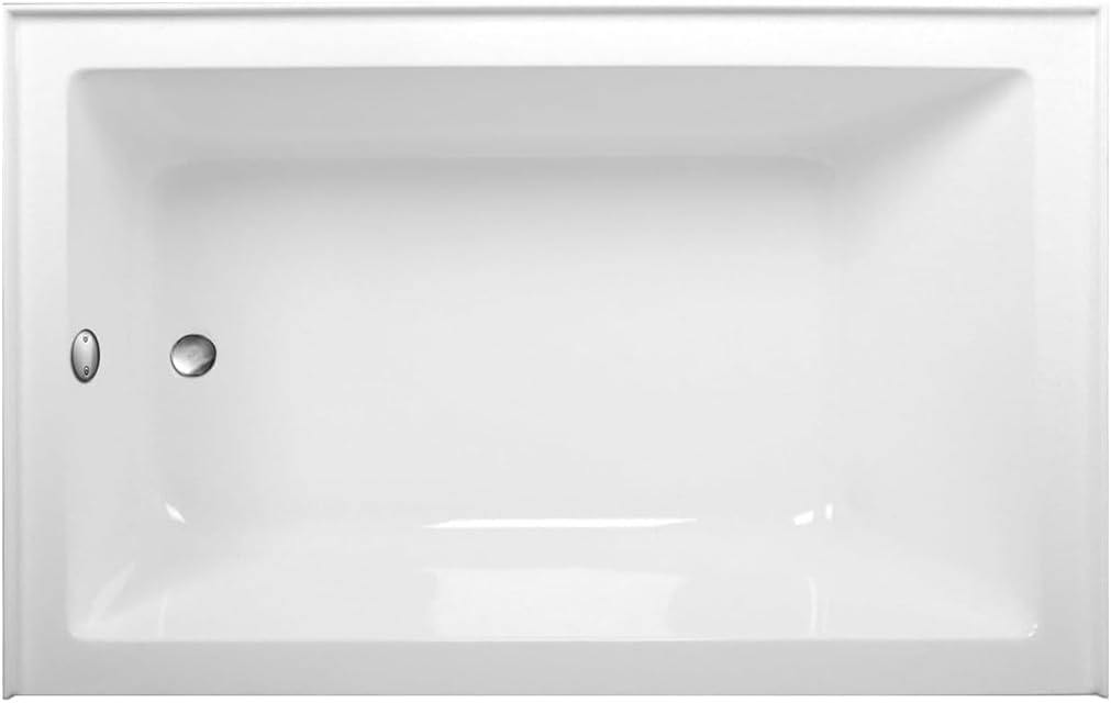 Aqua Eden CVTAP603622L8 60' Acrylic Rectangular 3-Wall Alcove Tub, Left Hand Drain, Glossy White/Brushed Nickel