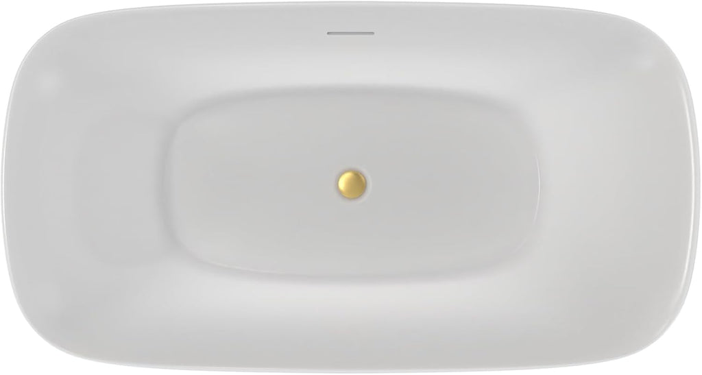 Ascend 59 in. L x 31-1/2 in. W x 23-5/8 in. H Freestanding Acrylic Bathtub, Brushed Brass Drain