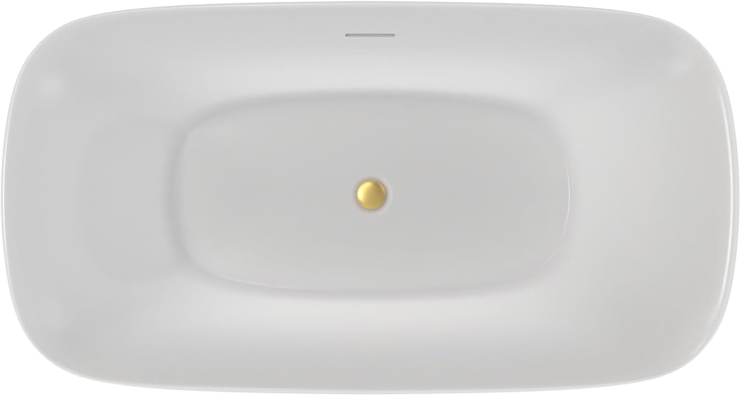 Ascend 59 in. L x 31-1/2 in. W x 23-5/8 in. H Freestanding Acrylic Bathtub, Brushed Brass Drain