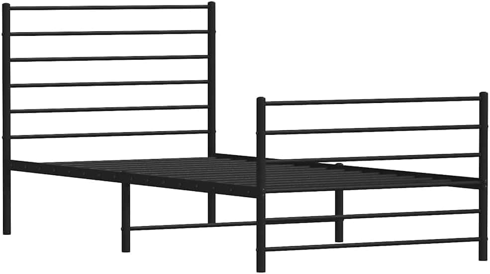 Twin XL Metal Bed Frame with Footboard Black 39.4'x78.7' Platform Bed Frame Heavy Duty Steel No Box Spring Needed Sturdy Noise-Free Design for Bedroom Furniture