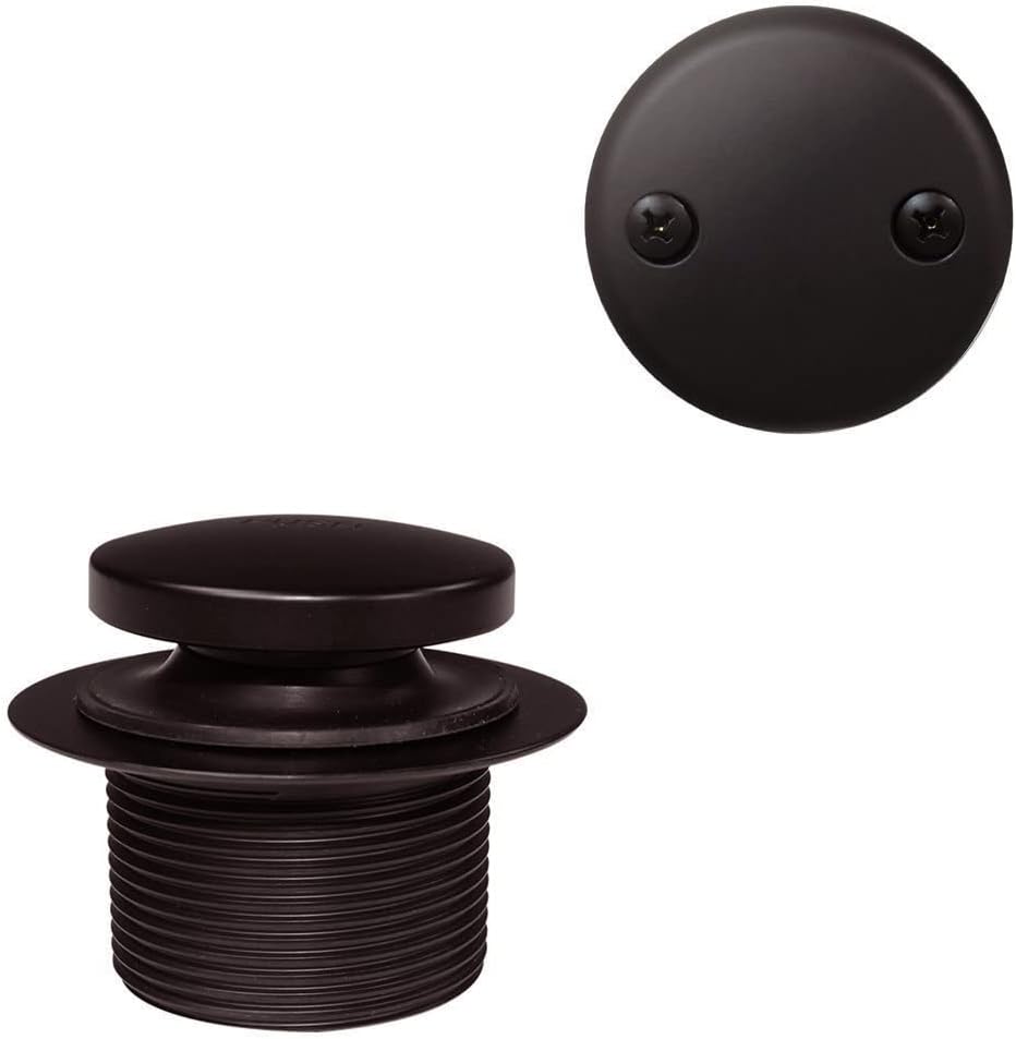 Westbrass A326-12 22-1/2' Brass Bath Waste & Overflow Assembly with Tip-Toe Drain Plug and 2-Hole Faceplate, Oil Rubbed Bronze