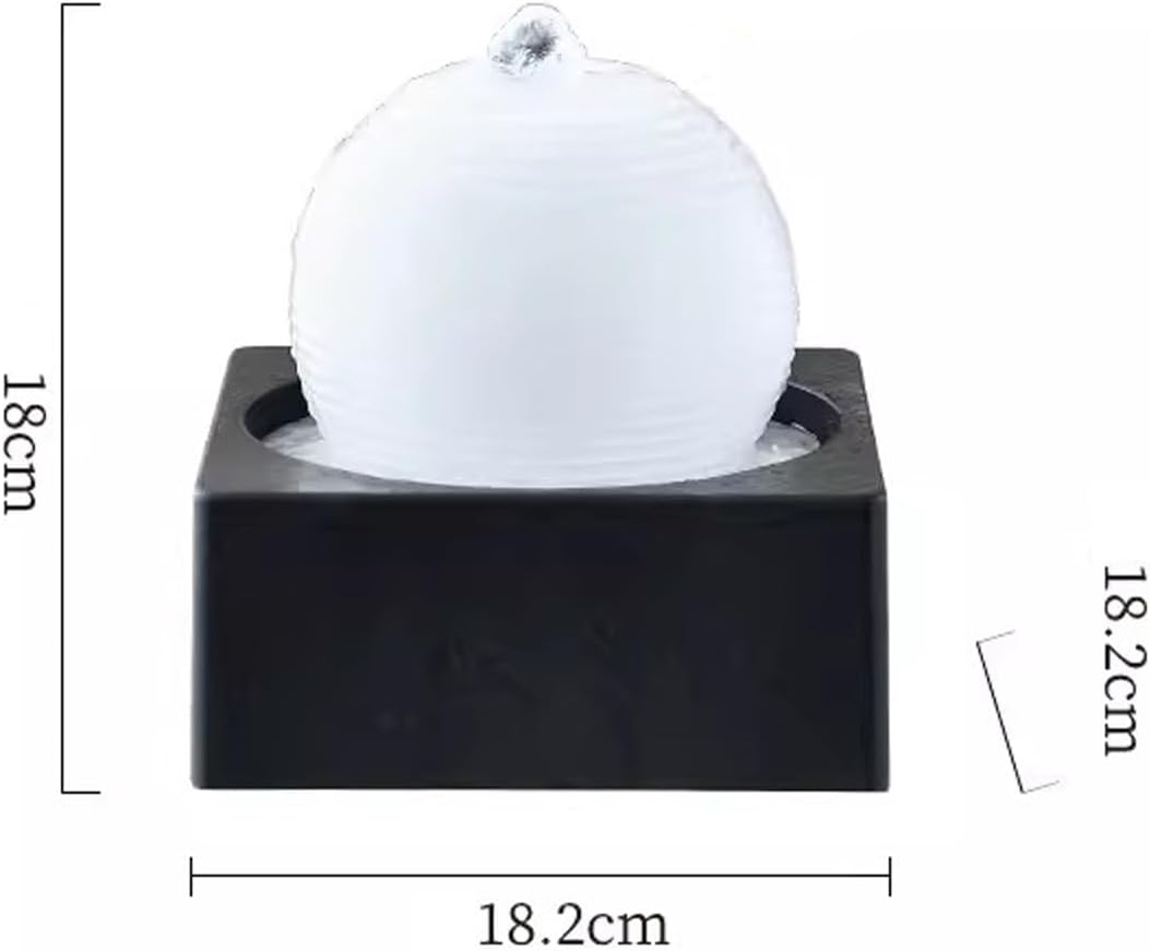 Tabletop Fountain Living Room White Desktop Small Flowing Water Modern and Minimalist Office Circular Fountain Decorations Plastic Desktop Fountain Desktop Fountain (Color : White)