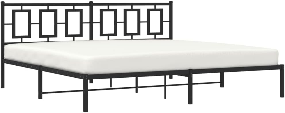 Metal Bed Frame King Size Black Steel Platform Bedframe with Headboard Sturdy Construction Underbed Storage Space for Bedroom Furniture