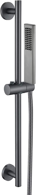 Shower Slide Bar with Handheld Shower, 304 Stainless Steel Slide Bar Adjustable Holder with 59 Inch Shower Hose Wall Mounted Slide Bar Holder Set,Chrome (Gun Grey)