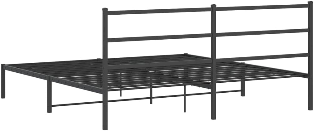 Metal Bed Frame with Headboard Black King Size Platform Bed Frame 76'x79.9' Steel Construction Underbed Storage Space for Bedroom Furniture