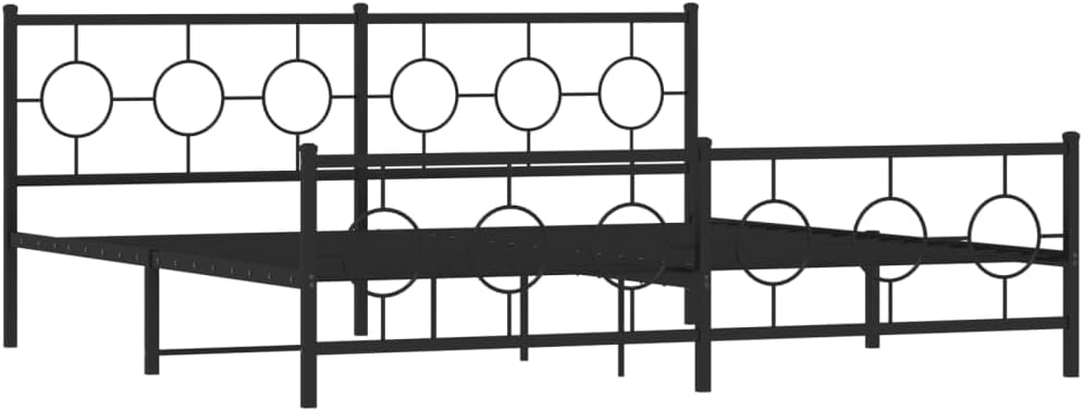 Metal Bed Frame with Footboard Black King Size 76'x79.9' Heavy Duty Steel Platform Bed Frame Sturdy Support Underbed Storage for Bedroom Furniture