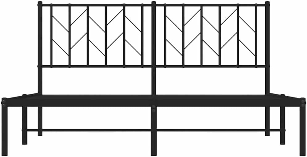 Queen Bed Frame Metal with Headboard Black 59.1'x78.7' Steel Platform Bed Frame Sturdy Bedframe with Underbed Storage Space for Bedroom Furniture