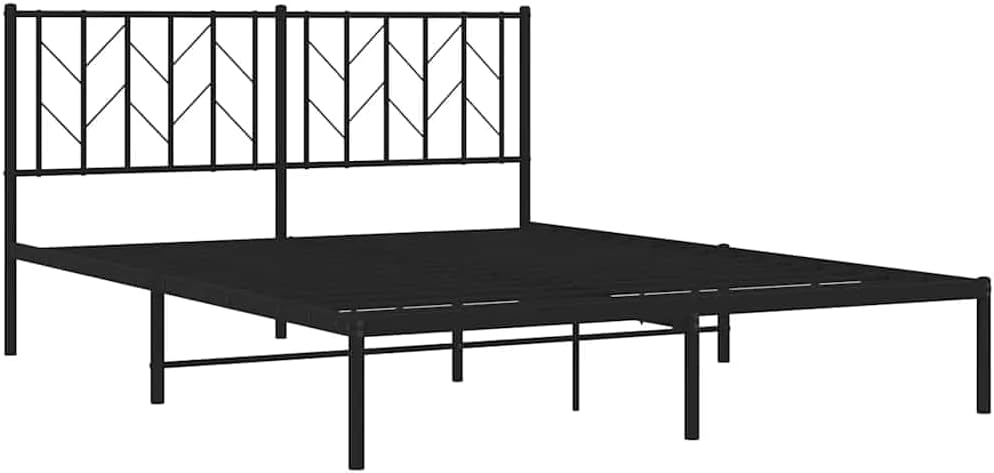 Queen Bed Frame Metal with Headboard Black 59.1'x78.7' Steel Platform Bed Frame Sturdy Bedframe with Underbed Storage Space for Bedroom Furniture