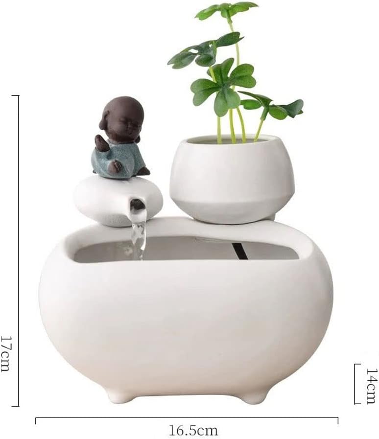 Tabletop Fountains Handmade Little Monk Water Fountain Ornaments Office Desktop Mini Fish Tank Waterscape Home Decoration Gifts Zen Meditation Indoor Waterfall,A