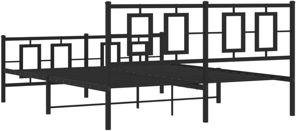 Metal Bed Frame Queen Size with Footboard Black 59.1'x78.7' Steel Platform Bed Frame Sturdy Bedframe with Underbed Storage Space for Bedroom