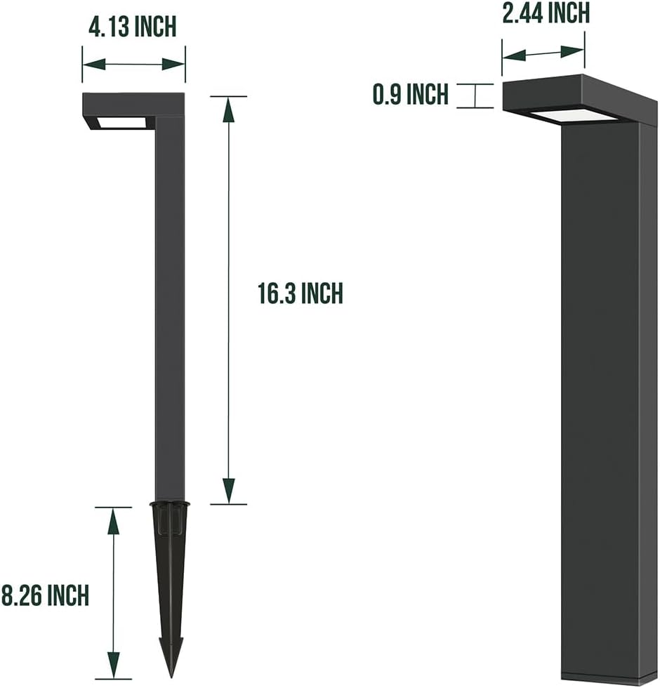 GKOLED 8-Pack Low Voltage Landscape Pathway Light Fixture, 9-15V AC/DC Outdoor Walkway Lighting with 3W LED Chips for Yard Lawn, Black Die-cast Aluminum Housing, UL-Listed IP66+