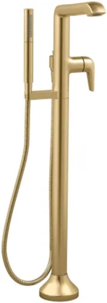 Kohler K-T22025-4 Tempered Floor Mounted Tub Filler with Built-In Diverter - Includes Hand Shower - Vibrant Brushed Moderne Brass