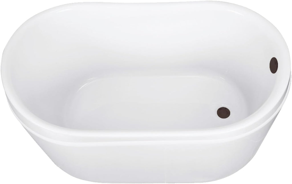 Kingston Brass VTRS522928M5 52' Acrylic Oval Double Slipper Freestanding Tub with Overflow/Drain Assembly, Glossy White/Oil Rubbed Bronze
