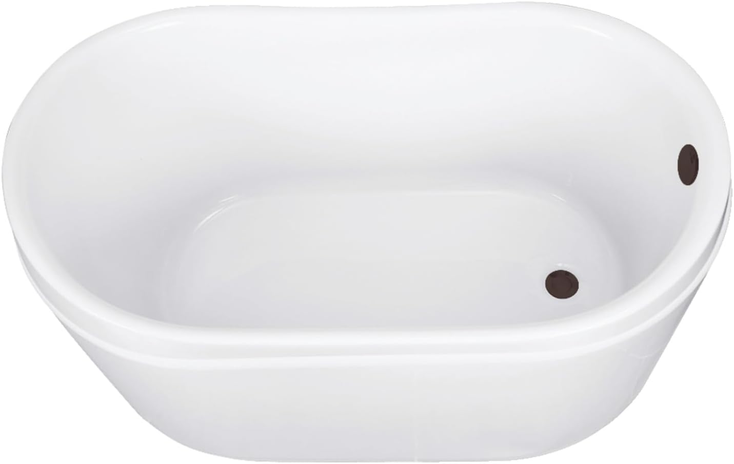 Kingston Brass VTRS522928M5 52' Acrylic Oval Double Slipper Freestanding Tub with Overflow/Drain Assembly, Glossy White/Oil Rubbed Bronze