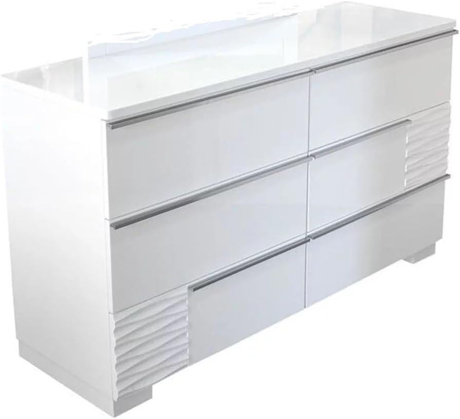 Luxurious 5-Piece Eastern King Size Modern Bedroom Set, White Lacquer Wood Gloss Finish Bedroom Set, White